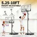 Portable Basketball Hoop 44 Inch Outdoor Backboard, 10FT Height Adjustable Basketball Goal for Teens, Kids and Adults, Play in Yard Park Gym Driveway Indoors