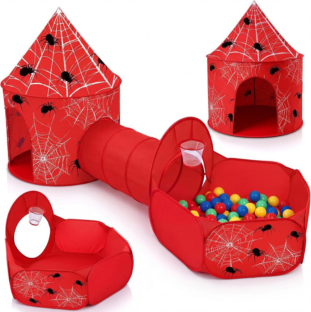 SATINIOR 3 Pcs Spider Play Tent Pit Crawl Ball Tunnel Spider Pop up Tent