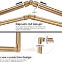 Warm Gold Bay Window Curtain Rods with Aluminum End Cap Finials and Brackets,Adjustable 32-86 Inch Center Rod for windows (20-82), 32-58 Inch Side Rods for windows (20-54),1 Inch Diameter