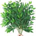 GREENTIME 6 Pack Artificial Italian Ruscus Greenery Stems 23.5'' Faux Green Leaf Bouquet for Vase Bridal Wedding Table Centerpiece Decor