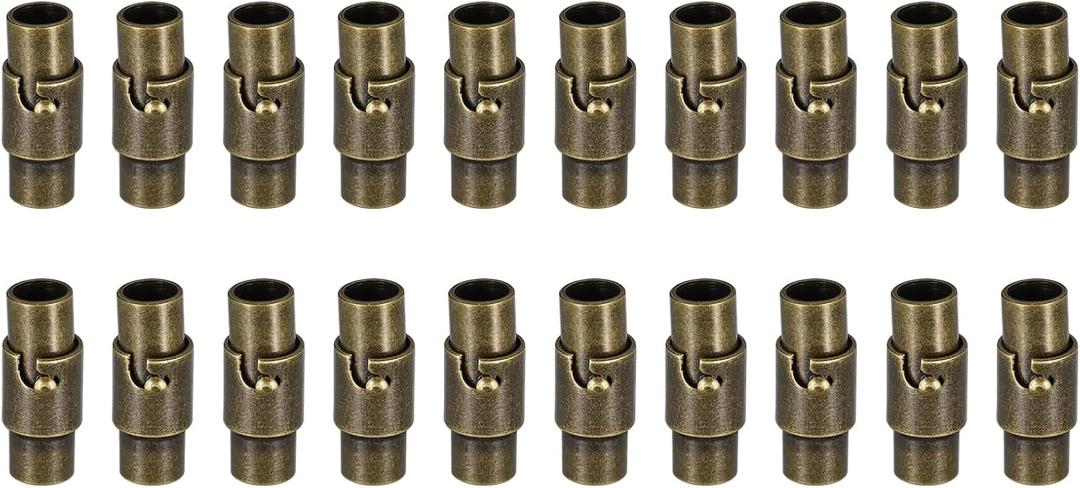 Uxcell Leather Cord End Clasp, 20 Pcs 4mm Hole Leather Clasps, Cord End Caps Closures for Jewelry Making DIY Crafts, Bronze