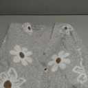 SHENHE Women's Floral Cardigan Sweater Open Front Long Sleeve Button Down Knit Sweater Outerwear (Large, Grey)