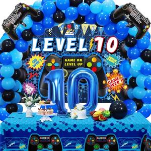 10th Birthday Video Game Party Decorations for Boys  - Blue 10th Birthday Supplies - 10th Video Game Backdrop