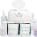 Munchkin Diaper Change Organizer, Green/white