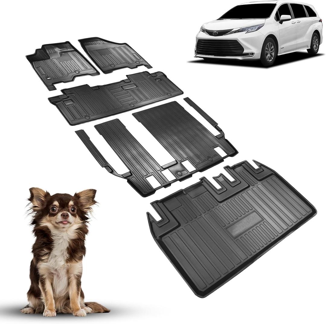 Fit for Toyota Sienna Floor Mat 3 Rows Trunk Mats 2020-2013, All Weather Floor Liners Rear Cargo Liner Protector for Toyota Sienna Accessories 2020-2018 2017 2016 2015 2014 2013Fit 8 Seater