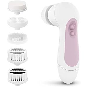 Waterproof Facial Cleansing Spin Brush Set with 5 Exfoliating Brush Heads - Electric Face Scrubber Cleanser Brush by CLSEVXY - Face Brush for Gentle Exfoliation and Deep Scrubbing