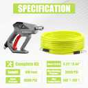 M MINGLE Sewer Jetter Kit for Pressure Washer 100 FT, Drain Cleaner Hose with Power Washer Gun, 1/4 Inch NPT Corner Rotating and Button Nose Sewer Jetting Nozzle, Orifice 4.0, 4.5