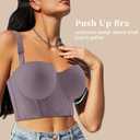 Women Longline Strapless Push Up Full Coverage Underwire Deep Cup Smoothing Bra (Sea Fog)