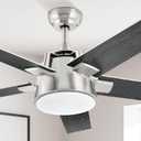YITAHOME Ceiling Fan with Light and Wall Switch Remote, 52 Inch Modern Black Fan, Quiet Reversible Motor, Dimmable LED 3-Color, Memory Function for Bedroom Living Room