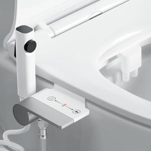 3-in-1 Bidet Attachment with Handheld Sprayer for Toilet, Ultra-Slim Non-Electric Cold Water Bidet, Dual Nozzle (Feminine/Rear Wash) with Adjustable Water Pressure Control, White
