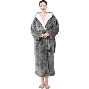 Women's robes hooded winter warm with pockets soft bathrobe for women Cozy Spa Lounge wear ladies plush full length