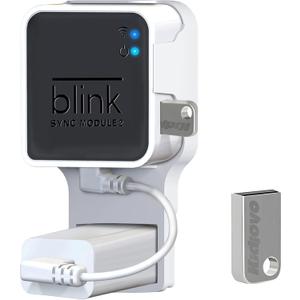 256GB Blink USB Flash Drive & Wall Mount for Blink Sync Module 2 with Short Cable Declutter, Save Space, and Effortlessly Enhance Security (1 Pack)