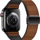 Genuine Leather Band Compatible with Apple Watch Band 44mm 45mm 46mm 49mm for Men Women,Adjustable Magnetic Strap Top Grain Leather Wristband for iWatch Series 11 10 9 8 7 6 SE 5 4 Ultra 3 2 1 (Horse-Reddish Brown)