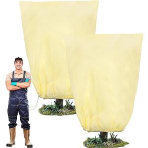 YEAJOIN 2 Pack Winter Plant Covers Freeze Protection, Thicker Frost Cloths Tree Covers with Zipper & Adjustable Drawstring, Antifreeze Protective Cover for Garden Shrub Plants, 78.7” x 94.5”