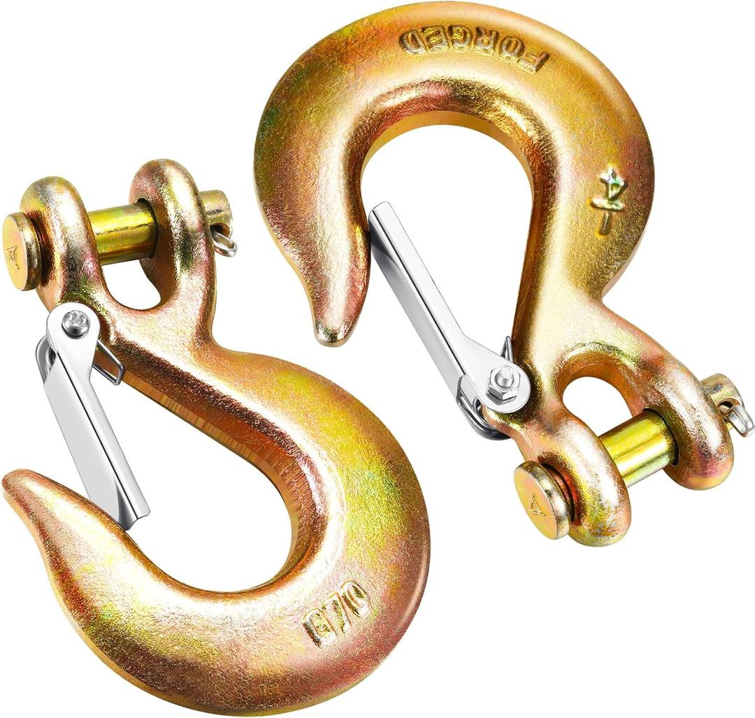 Moxweyeni 2Pack 1/4 Clevis Slip Hook with Safety Latch, Heavy Duty Forged G70 Steel Chain for Deck Hauler Receiver Hitches Trailer Wiring, Winch, Tow, and Chain Hook