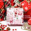 MAYPLUSS Christmas Wrapping Paper Rolls - 17" X 120" Per Roll - Classic Vintage Funky Red Santa Claus, Snowflakes, and Plaid Pattern Christmas Gift Wrap Present Paper for Holiday, Festive Celebrations