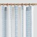 jinchan Boho Linen Curtains 63 Inch Length Country Farmhouse Printed Living Room Bedroom Curtains Dark Blue on White Window Curtains Rod Pocket Back Tab Geometric Light Filtering Curtain Set 2 Panels