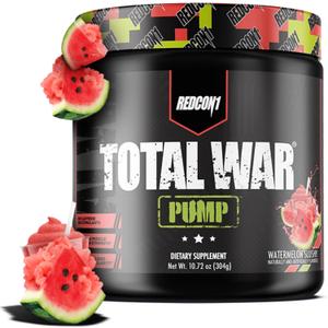 REDCON1 Non Stim & Caffeine Free Pre Workout Powder for Women & Men - Total War Pump - with L-Citrulline, Beta Alanine & More - Workout at Any Time of Day - Watermelon Slushy (10.72 oz) (BB: 06/2027)