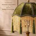 Victorian Floor Lamp with Olive Green Tassel Shade & Remote Control