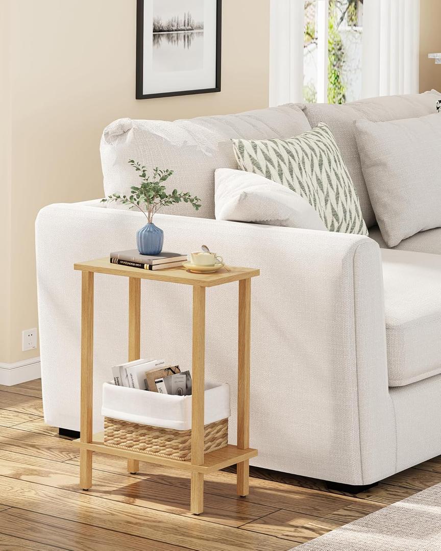 TUTOTAK Small Side Table, Narrow End Table, Skinny Sofa Table, Slim Nightstand, Couch Table, Living Room, Bed Room, Natural TB01BN062