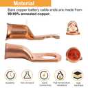 25Pcs 4 AWG 3/8 Heavy Duty Battery Cable Ends 4 Gauge Wire Connectors 4 Gauge Battery Cable Lugs Copper Wire Lugs Copper Ring Terminals
