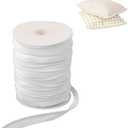 Piping Trim for Sewing, 1.4cm/ 55 Yards Crafts Piping Bias Tape Trim Fold Bias Tape Braid Piping Bias Satin Piping Trim Lip Cord Trim with Welting Cord for Table Cloth Refined Finishes (White)