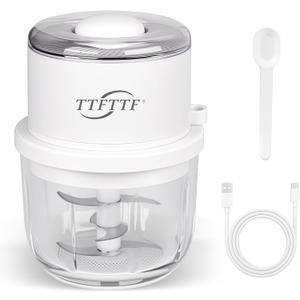 Electric Garlic Chopper, 350ML Glass Bowl Mini Food Processor, Portable Veggie Chopper Onion Garlic Grinder, Wireless Blender for Ginger, Chili, Fruit, Meat, Etc