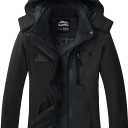 ELLSWOS Womens Winter Coats Waterproof Ski Jacket Warm Snow Jackets Windproof Windbreaker Hooded Raincoat (XX-Large, Black)