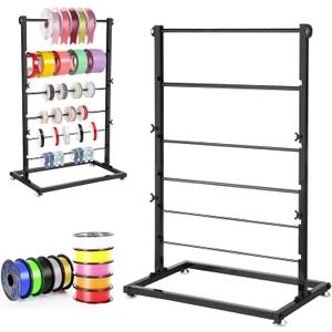 6 Tier Metal Ribbon Organizer, Height Adjustable Metal Spool Ribbon Holder Storage Organizer Rack for Craft Room Flower Shop Gift Wrapping Large Capacity