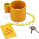 RVMATE 5th Wheel Lock, Heavy Duty Steel King Pin Lock with Anti-Theft Warning Tag, for 5th Wheel/Semi Trailers/RVs/Containers (Yellow)
