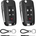 Key Fob Case Replacement 5 Button for Chevy Cruze Camaro Impala Equinox GMC Terrain Buick Regal Lacrosse 2010 2011 2012 2013 2014 2015 2016 2017 Keyless Entry Remote Control Car Key Fob Shell - 2 Pack