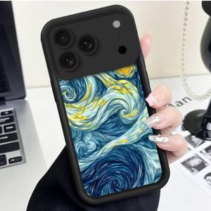 Branwen for iPhone 17 Pro Max Case 6.9 inch Textured Starry Swirl Pattern, Step Design Soft Touch Case, Artistic, Bold, Modern Style, Women Teens, Daily Gift