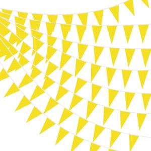 Tatuo 820 ft 500 Pcs Pennant Banner Flag String Hanging Triangle Bunting Flag for Carnival Party Outdoor Events Birthday Classroom Decoration(Yellow)