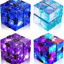 Skylety Cube Anxiety Relief Toy Hand Held Magic Sensory Stress Cube Toy for Adults Relieve Stress Christmas Party Favors(4 Pcs,Starry)
