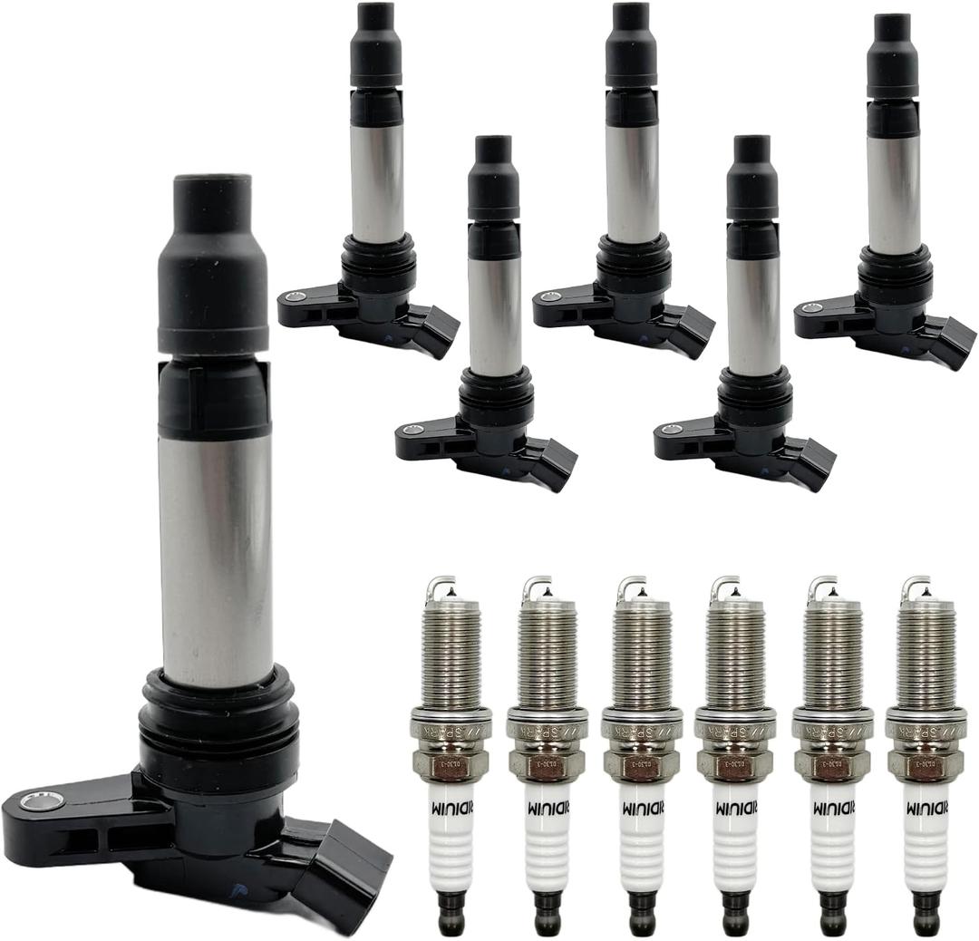 6pcs Ignition Coil and Spark Plugs Replacement for Volvo XC60 2010-2011, XC90 2007-2011, S60 2011-2012, S80 2007-2011, XC70 2008-2011, V70 2008-2010 & Land Rover LR2 2008-2012 6-PC Set