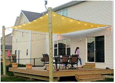 Patio Sun Shade Sail Canopy, 6' x 10' Rectangle Shade Cloth UV Block Sunshade Fabric - Outdoor Cover Awning Shelter for Pergola Backyard Garden Yard (Sand Color)