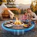 onlyfire Direct Mount Tabletop for Solo Stove Bonfire 19.5 inch Fire Pit, 40 inch Round Heat-Resistant Surround Tray, 4-Piece Modular Patio Snack Table for Drinks & Food, Solo Stove Accessories