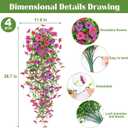 4 Pcs Artificial Hanging Flowers for Outdoor, Fake Silk Daisy Flowers Spring Summer Decoration UV Resistant Faux Plants for Planter Front Door Porch Patio Balcony Yard Decor, Purple Fuchsia