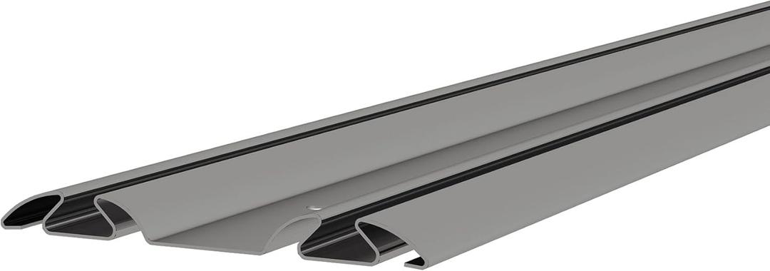 Bypass Mirror Closet Door Bottom Track, 48" Length, 2-11/16" Width, Gray Metal, Roll Formed Steel Sliding Door Guide Rail, Fit Convex Roller Assemblies