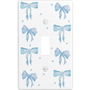 Blue Bow Single Toggle Light Switch Plates And Outlet Covers Decorative Electrical Wall Plate Receptacle Switchplate Decorate Plug Cover For Bathroom Bedroom Kitchen 4.5 x 2.76 Inch