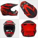 Motocross Helmet,Youth Adult ATV Dirt Bike Motorcycle Helmet,BMX 4-Wheeler Off-Road Mountain Bike Helmet,DOT Certified,W/Gloves Goggles Mask 4-Piece Set (X RED, Large)