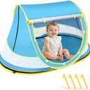 Techip Baby Beach Tent, Pop Up Beach Tent Sun Shade for Beach, UPF 50+ UV Protection Sun Shelters for Infants with Carry Bag for Outdoor Travel, Camping(Blue)