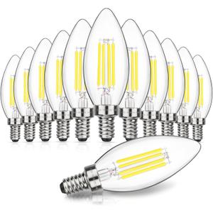 MAXvolador Dimmable E12 LED Candelabra Bulbs 60W Equivalent, Daylight White 5000K, 600LM Chandelier Light Bulb, B11 LED Candle Light Bulbs, Pack of 12