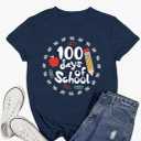 Ascrazy 100 Days of School Shirts for Women Teacher School Days T-Shirt Happy 100th Day Teachers Tee Tops, Size: S