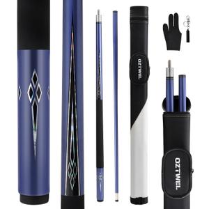 Glass Fiber Pool Cue Stick with Case Combo Set, 12.5mm Professional Pool Stick 58" Low Deflection Billiards Cue Stick 19 Oz Pool Cue Set for Men Adults Players