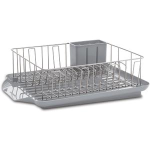 Farberware 3-Piece Large Capacity Dish Drying Rack Set with Drainboard and Utensil Holder, Rust-Resistant Kitchen Counter Dish Drainer
