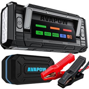 AVAPOW 8000A Battery Jumper Starter Portable with 4 HD Display PD 30W Dual-Way Fast Charging, 12V Car Starter Jump Box & Battery Booster for All Gas & Up to All Diesel Engines