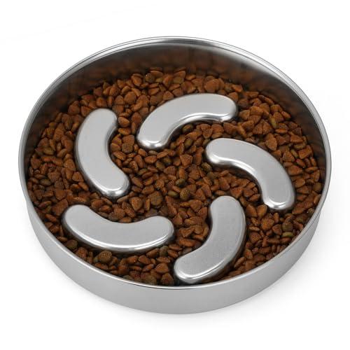Slow Feeder Dog Bowl Stainless Steel, Heavy Duty with Non-Slip Base Dog Food Bowls for Small Medium Large Breed Size Dogs to Slow Down Eating