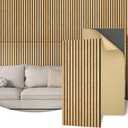 TONOR 4PCS Bamboo Acoustic Panels for Walls, 43.3" x 20.47" x 0.67" each, Slat Sound Absorbing Panels with Full Self-Adhesive, Soundproof Panel for TV Wall, Interior Decor, Home, Door, 43.3''L x 20.5''W x 0.7''H