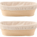 DOYOLLA Bread Proofing Baskets Set of 2 10 inch Oval Shaped Dough Proofing Bowls w/Liners Perfect for Professional & Home Sourdough Bread Baking